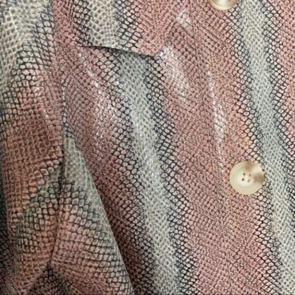 Laffaire Snakeskin Print Long Trench Coat Double Breasted  Button Belted Medium - Picture 6 of 12